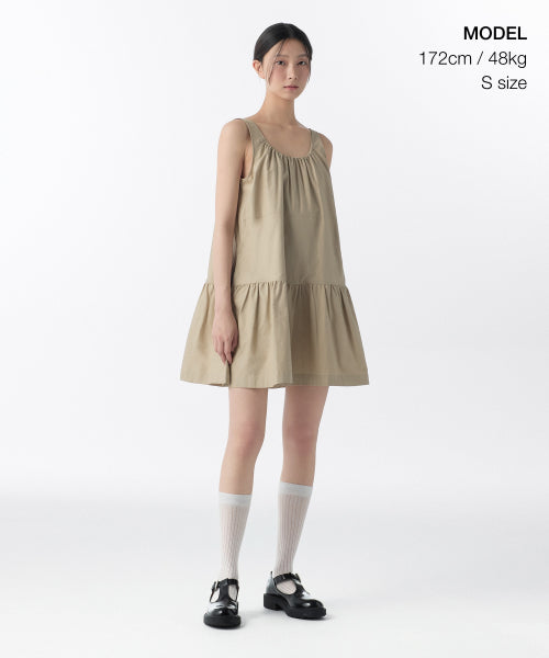 MUSINSA STANDARD WOMAN MUSINSA STANDARD WOMAN Women's Cotton Tiered Mini Dress (Beige)