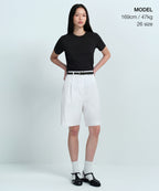 MUSINSA STANDARD WOMAN MUSINSA STANDARD WOMAN Women's Cotton Wide Bermuda Shorts (White)