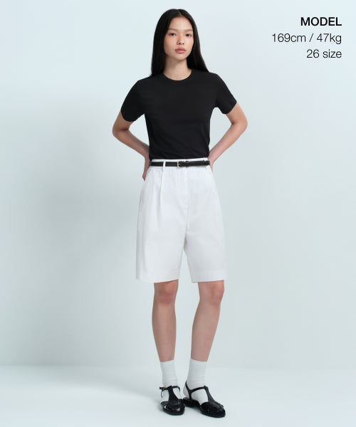 MUSINSA STANDARD WOMAN MUSINSA STANDARD WOMAN Women's Cotton Wide Bermuda Shorts (White)