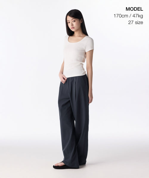 MUSINSA STANDARD WOMAN MUSINSA STANDARD WOMAN Slacks Wide Banding [Iron Gray]