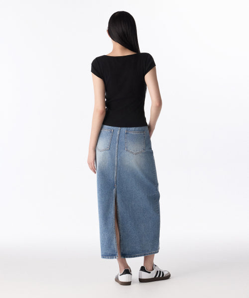 MUSINSA STANDARD WOMAN MUSINSA STANDARD WOMAN Denim Maxi Skirt Light Indigo