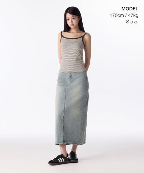 MUSINSA STANDARD WOMAN MUSINSA STANDARD WOMAN Denim Maxi Skirt Yellow Sky Blue