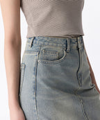 MUSINSA STANDARD WOMAN MUSINSA STANDARD WOMAN Denim Maxi Skirt Yellow Sky Blue