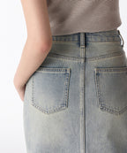 MUSINSA STANDARD WOMAN MUSINSA STANDARD WOMAN Denim Maxi Skirt Yellow Sky Blue