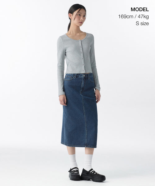 MUSINSA STANDARD WOMAN MUSINSA STANDARD WOMAN Denim Midi Skirt Medium Indigo
