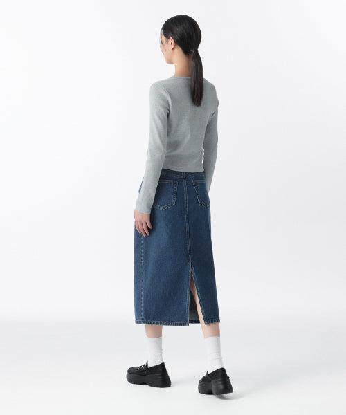 MUSINSA STANDARD WOMAN MUSINSA STANDARD WOMAN Denim Midi Skirt Medium Indigo