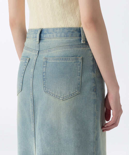 MUSINSA STANDARD WOMAN MUSINSA STANDARD WOMAN Denim Midi Skirt Yellow Sky Blue