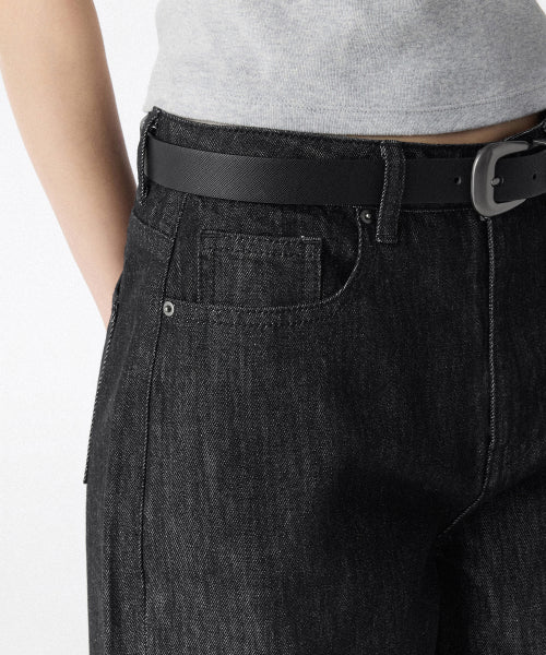 MUSINSA STANDARD WOMAN MUSINSA STANDARD WOMAN Denim Wide Pants [Low Black]