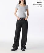MUSINSA STANDARD WOMAN MUSINSA STANDARD WOMAN Denim Wide Pants [Low Black]