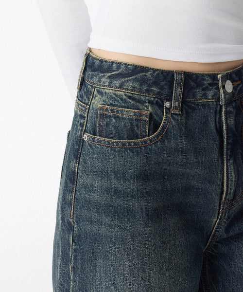 MUSINSA STANDARD WOMAN MUSINSA STANDARD WOMAN Women's Wide Denim Pants Yellow Deep Indigo