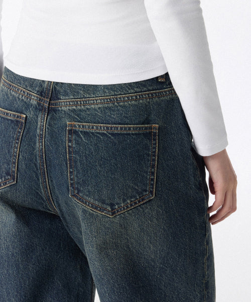 MUSINSA STANDARD WOMAN MUSINSA STANDARD WOMAN Women's Wide Denim Pants Yellow Deep Indigo