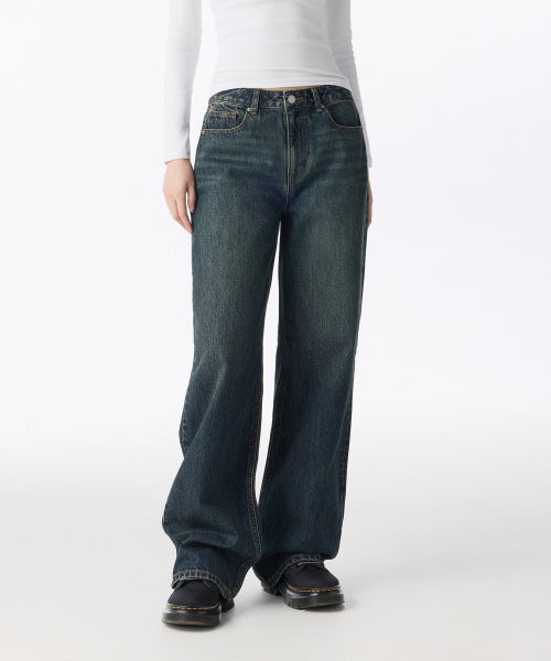 MUSINSA STANDARD WOMAN MUSINSA STANDARD WOMAN Women's Wide Denim Pants Yellow Deep Indigo