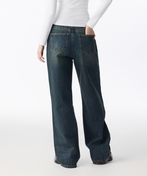 MUSINSA STANDARD WOMAN MUSINSA STANDARD WOMAN Women's Wide Denim Pants Yellow Deep Indigo