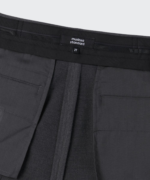 MUSINSA STANDARD WOMAN MUSINSA STANDARD WOMAN Slacks Low Waist Deep Tuck [Medium Gray]