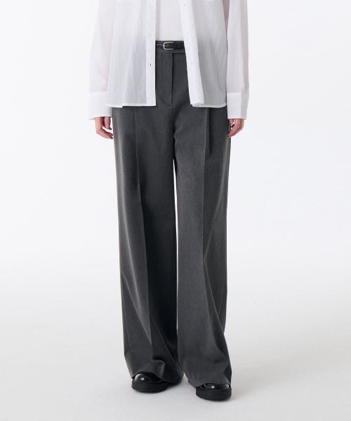 MUSINSA STANDARD WOMAN MUSINSA STANDARD WOMAN Slacks Low Waist Deep Tuck [Medium Gray]