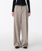 MUSINSA STANDARD WOMAN MUSINSA STANDARD WOMAN Slacks Low Waist Deep Tuck (Light Beige)