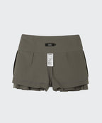 MUSINSA STANDARD WOMAN MUSINSA STANDARD WOMAN Women's Low Rise Pleated Mini Scotts [Warm Gray]