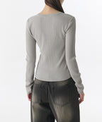 MUSINSA STANDARD WOMAN MUSINSA STANDARD WOMAN Cardigan Slim Round Neck [Light Gray]