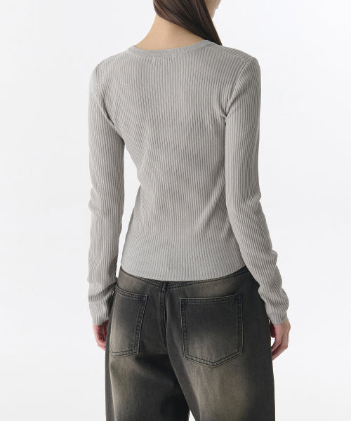 MUSINSA STANDARD WOMAN MUSINSA STANDARD WOMAN Cardigan Slim Round Neck [Light Gray]
