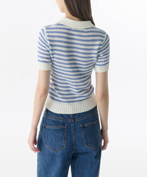 MUSINSA STANDARD WOMAN MUSINSA STANDARD WOMAN Women's Striped Knitted Polo Shirt (Size S)