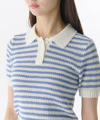 MUSINSA STANDARD WOMAN MUSINSA STANDARD WOMAN Women's Striped Knitted Polo Shirt (Size S)