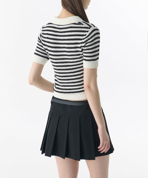 MUSINSA STANDARD WOMAN MUSINSA STANDARD WOMAN Women's Striped Knitted Polo Shirt (Size S)