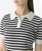 MUSINSA STANDARD WOMAN MUSINSA STANDARD WOMAN Women's Striped Knitted Polo Shirt (Size S)