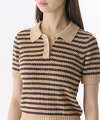MUSINSA STANDARD WOMAN MUSINSA STANDARD WOMAN Women's Striped Knitted Polo Shirt (S)