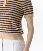MUSINSA STANDARD WOMAN MUSINSA STANDARD WOMAN Women's Striped Knitted Polo Shirt (S)