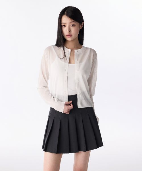 MUSINSA STANDARD WOMAN MUSINSA STANDARD WOMAN Women's Sheer Round Neck Cardigan [White]