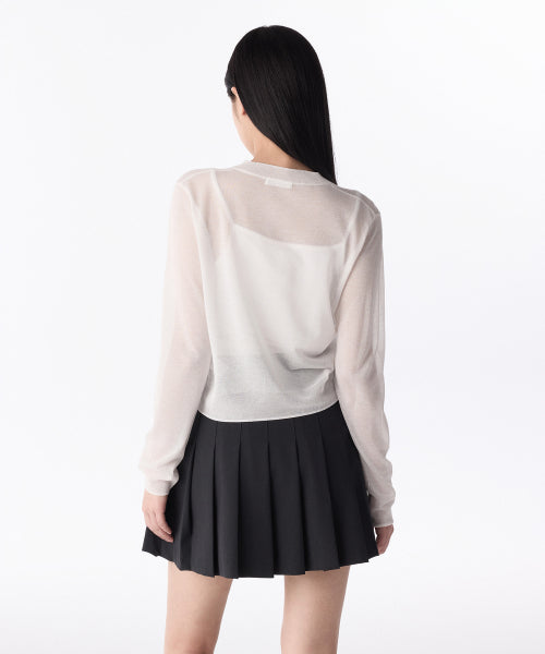 MUSINSA STANDARD WOMAN MUSINSA STANDARD WOMAN Women's Sheer Round Neck Cardigan [White]