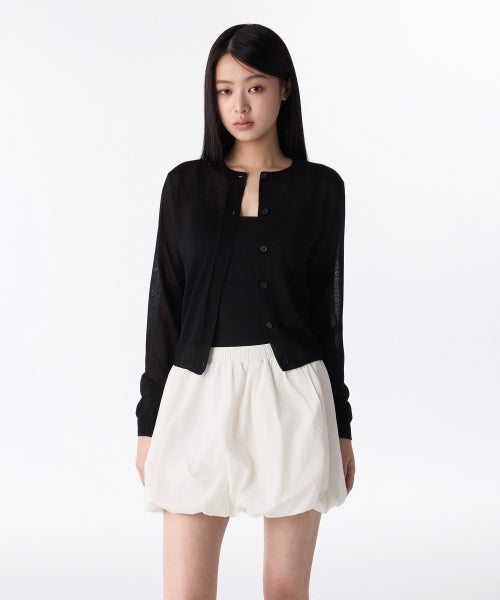 MUSINSA STANDARD WOMAN MUSINSA STANDARD WOMAN Women's Sheer Round Neck Cardigan [Black]