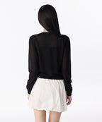 MUSINSA STANDARD WOMAN MUSINSA STANDARD WOMAN Women's Sheer Round Neck Cardigan [Black]