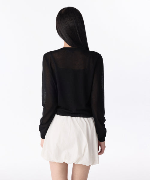 MUSINSA STANDARD WOMAN MUSINSA STANDARD WOMAN Women's Sheer Round Neck Cardigan [Black]