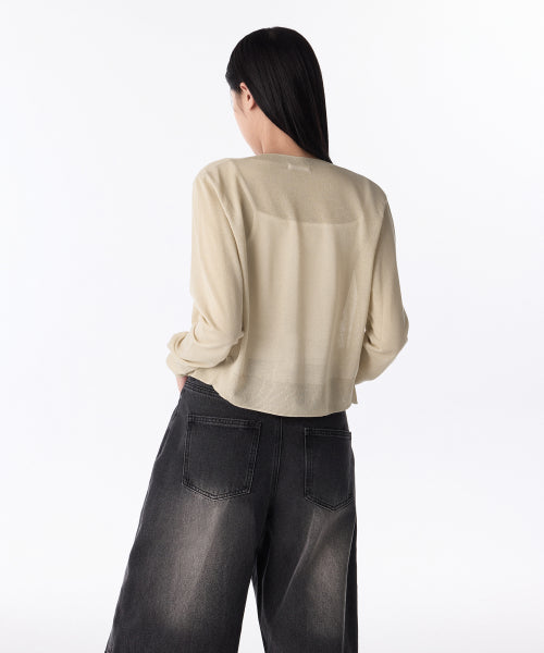 MUSINSA STANDARD WOMAN MUSINSA STANDARD WOMAN Women's Sheer Round Neck Cardigan [Light Beige]