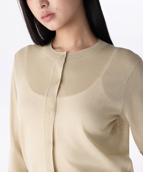 MUSINSA STANDARD WOMAN MUSINSA STANDARD WOMAN Women's Sheer Round Neck Cardigan [Light Beige]