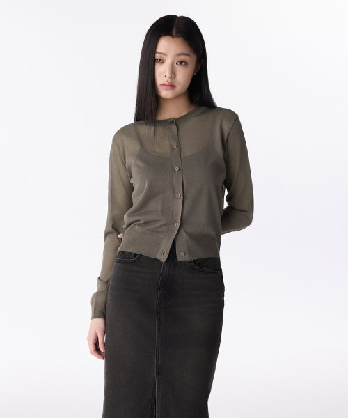MUSINSA STANDARD WOMAN MUSINSA STANDARD WOMAN Cardigan Sheer Warm Gray