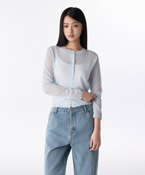 MUSINSA STANDARD WOMAN MUSINSA STANDARD WOMAN Cardigan Sheer Pastel Blue