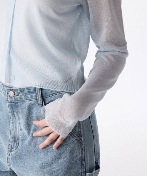 MUSINSA STANDARD WOMAN MUSINSA STANDARD WOMAN Cardigan Sheer Pastel Blue