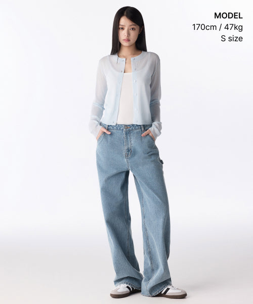 MUSINSA STANDARD WOMAN MUSINSA STANDARD WOMAN Cardigan Sheer Pastel Blue