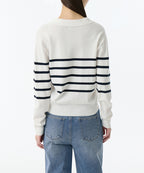 MUSINSA STANDARD WOMAN MUSINSA STANDARD WOMAN Women's Striped Slit Neck Long Sleeve Polo Shirt (Size)
