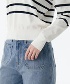 MUSINSA STANDARD WOMAN MUSINSA STANDARD WOMAN Women's Striped Slit Neck Long Sleeve Polo Shirt (Size)