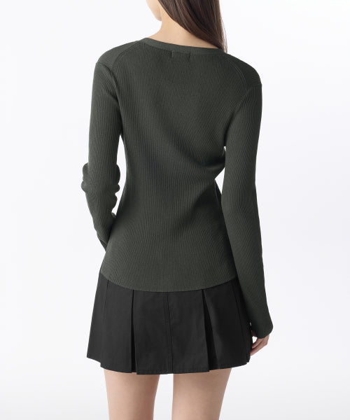 MUSINSA STANDARD WOMAN MUSINSA STANDARD WOMAN Women's Ribbed Slim Cardigan Dark Gray