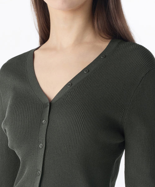 MUSINSA STANDARD WOMAN MUSINSA STANDARD WOMAN Women's Ribbed Slim Cardigan Dark Gray