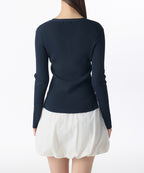 MUSINSA STANDARD WOMAN MUSINSA STANDARD WOMAN Women's Ribbed Slim Cardigan Dark Navy