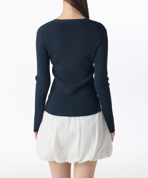 MUSINSA STANDARD WOMAN MUSINSA STANDARD WOMAN Women's Ribbed Slim Cardigan Dark Navy