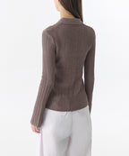 MUSINSA STANDARD WOMAN MUSINSA STANDARD WOMAN Women's Vertical Crochet Slim Collared Cardigan [Taupe]