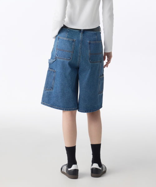 MUSINSA STANDARD WOMAN MUSINSA STANDARD WOMAN Women's Carpenter Bermuda Denim Pants [Medium Indigo]