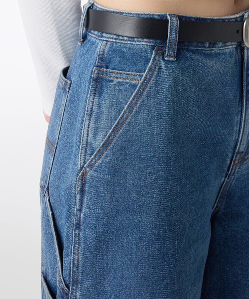 MUSINSA STANDARD WOMAN MUSINSA STANDARD WOMAN Women's Carpenter Bermuda Denim Pants [Medium Indigo]