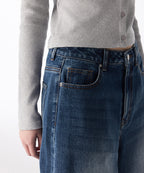 MUSINSA STANDARD WOMAN MUSINSA STANDARD WOMAN Women's Big Brush Wide Bermuda Denim Pants [Medium Indigo]
